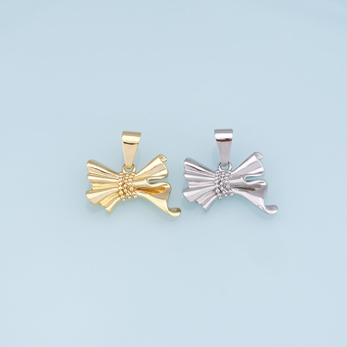 Gold Bow Charms,18K Gold Filled Bow Pendant,bow tie Charm Bracelet Necklace for DIY Jewelry Making Supply