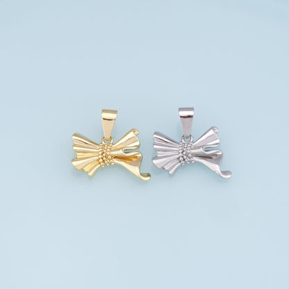 Gold Bow Charms,18K Gold Filled Bow Pendant,bow tie Charm Bracelet Necklace for DIY Jewelry Making Supply