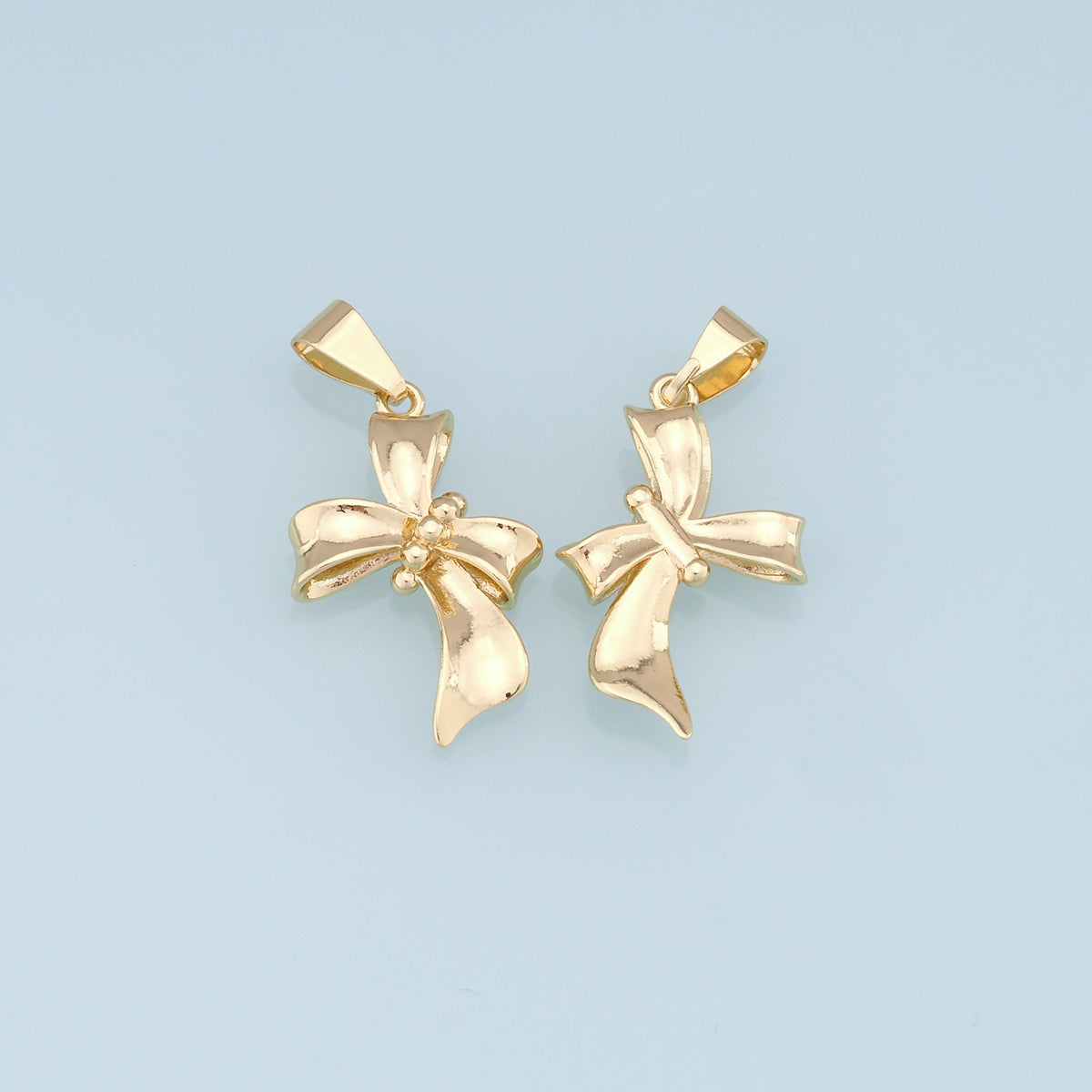 Gold Bow Charms,18K Gold Filled Bow Pendant,bow tie Charm Bracelet Necklace for DIY Jewelry Making Supply