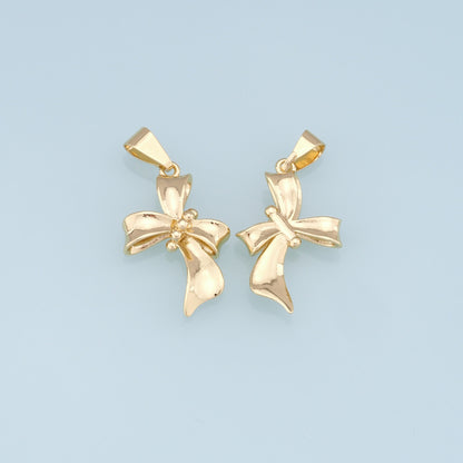 Gold Bow Charms,18K Gold Filled Bow Pendant,bow tie Charm Bracelet Necklace for DIY Jewelry Making Supply