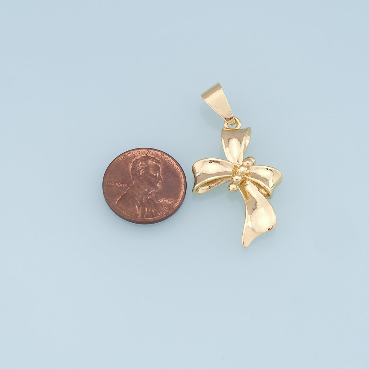 Gold Bow Charms,18K Gold Filled Bow Pendant,bow tie Charm Bracelet Necklace for DIY Jewelry Making Supply