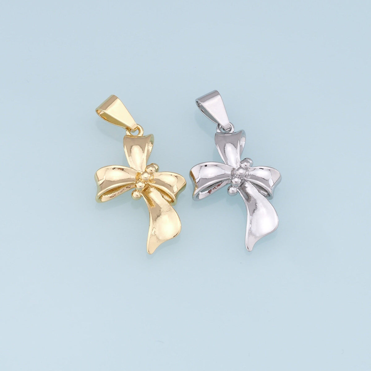 Gold Bow Charms,18K Gold Filled Bow Pendant,bow tie Charm Bracelet Necklace for DIY Jewelry Making Supply