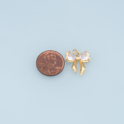 Gold Bow Charms,18K Gold Filled Bow Pendant,bow tie Charm Bracelet Necklace for DIY Jewelry Making Supply