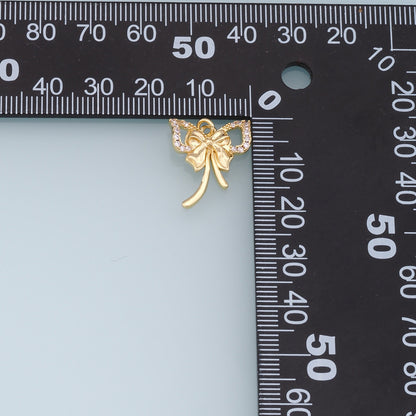 18K Gold Filled Bow CZ Charm Pendant for Jewelry Making