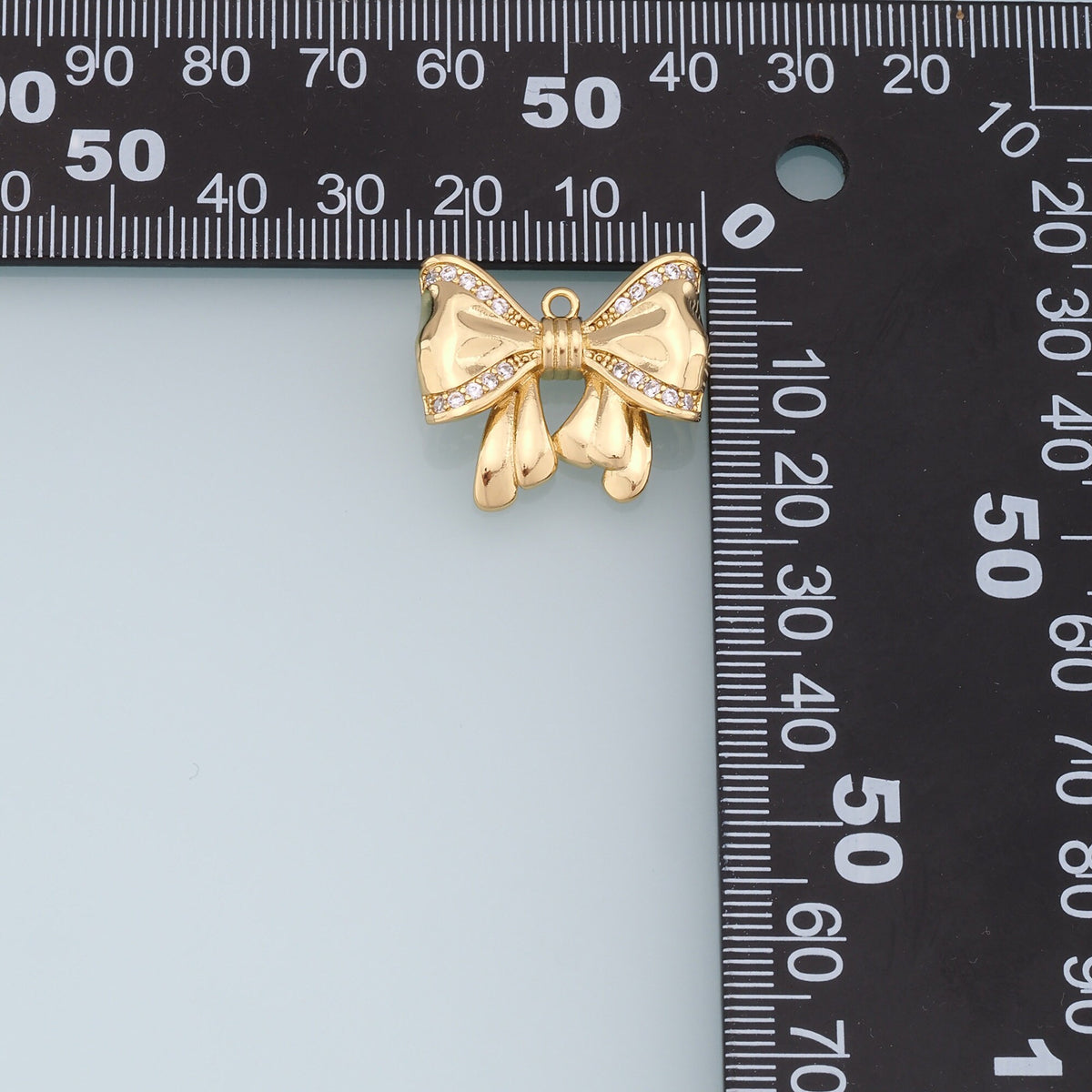 18K Gold Filled Bow CZ Charm Pendant for Jewelry Making