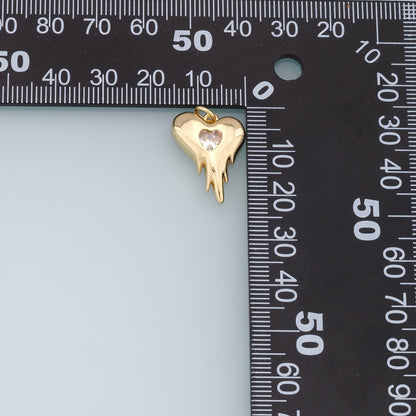 Gold Heart Charms,18K Gold Filled Heart Pendant,Heart Charm Bracelet Necklace for DIY Jewelry Making Supply