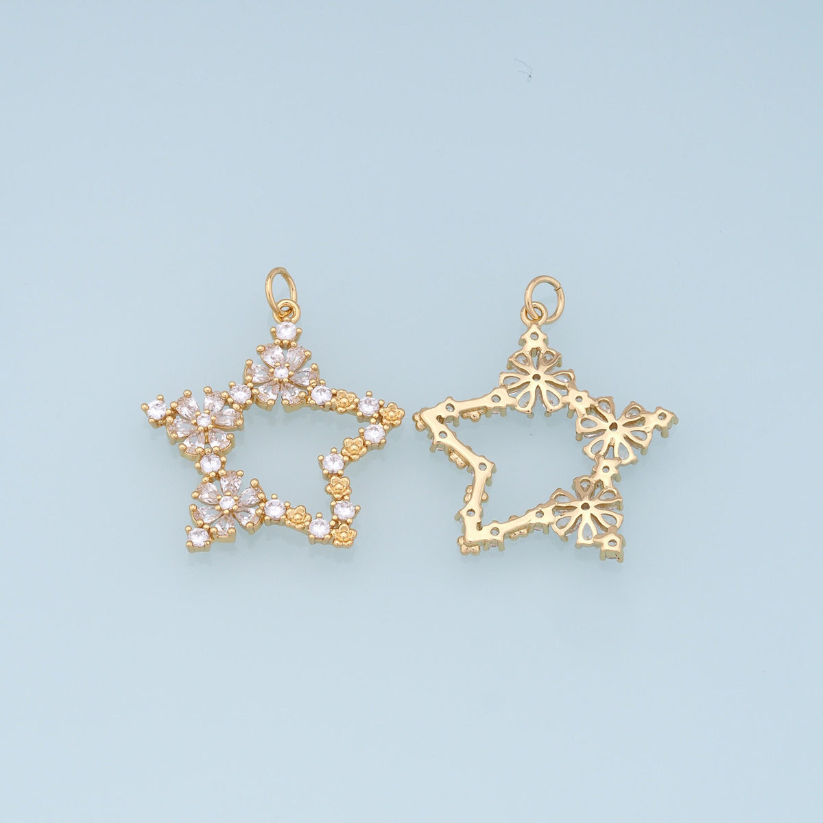 18K Gold Filled Star CZ Charm Pendant for Jewelry Making