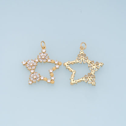 18K Gold Filled Star CZ Charm Pendant for Jewelry Making