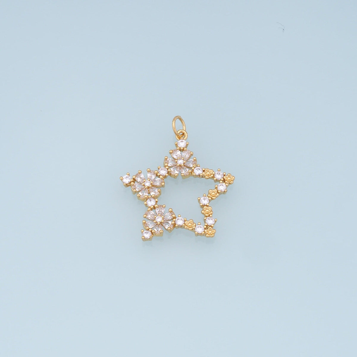 18K Gold Filled Star CZ Charm Pendant for Jewelry Making