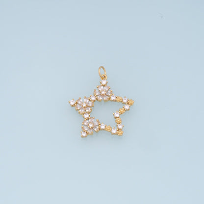 18K Gold Filled Star CZ Charm Pendant for Jewelry Making