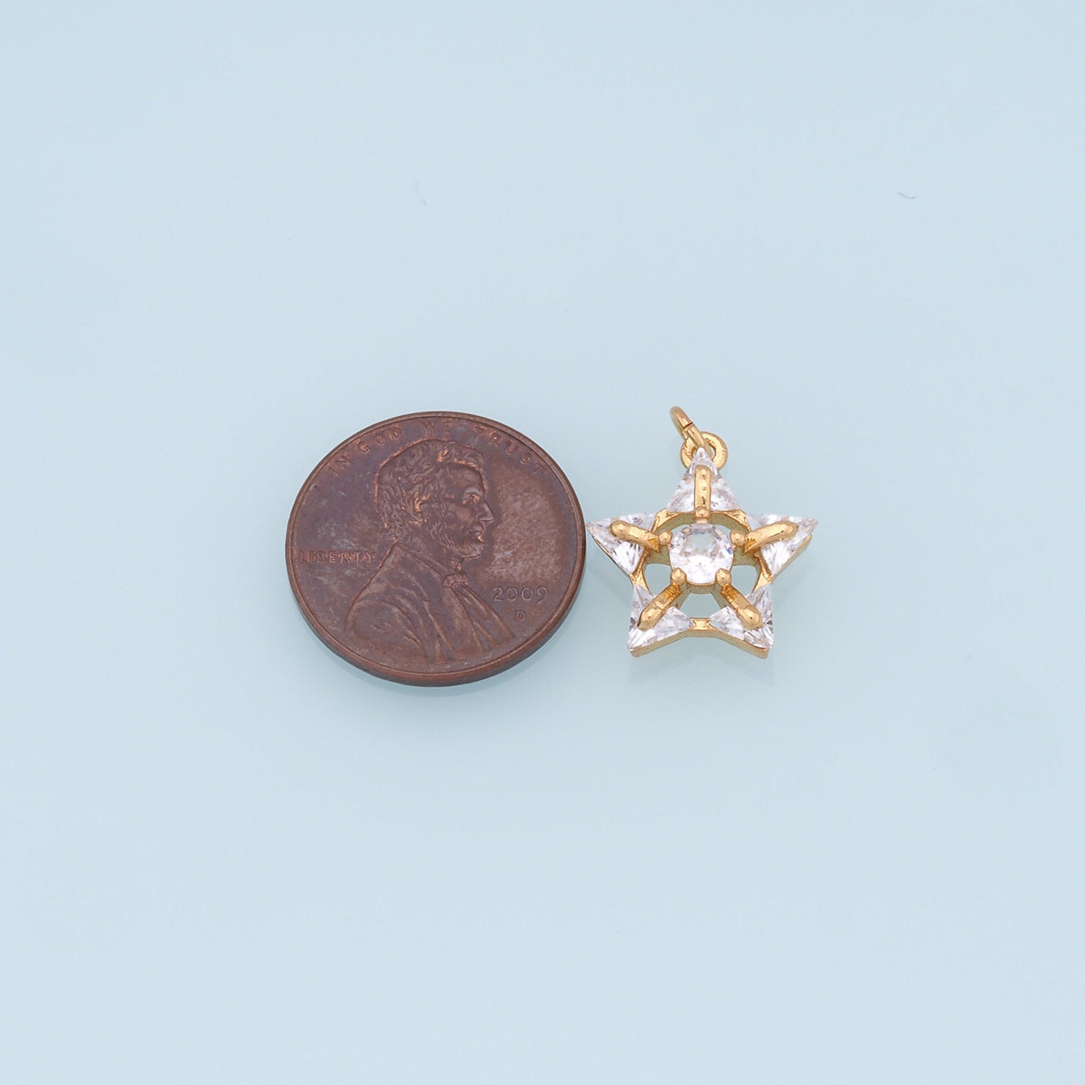 18K Gold Filled Star Pendant,Micro Pave Star Charm Bracelet Necklace for DIY Jewelry Making Supply