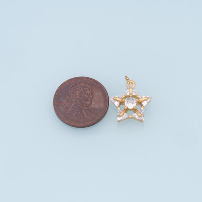 18K Gold Filled Star Pendant,Micro Pave Star Charm Bracelet Necklace for DIY Jewelry Making Supply