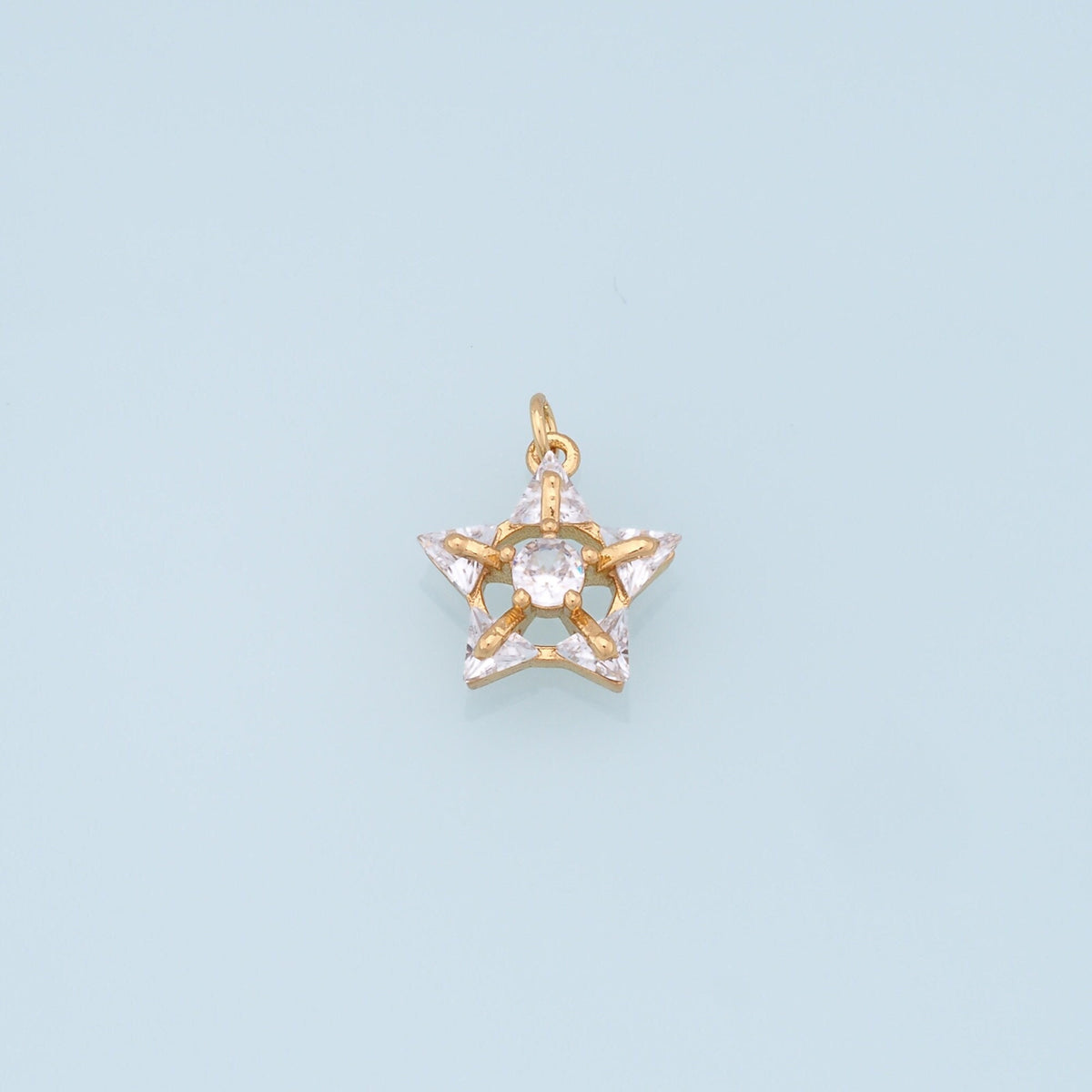18K Gold Filled Star Pendant,Micro Pave Star Charm Bracelet Necklace for DIY Jewelry Making Supply