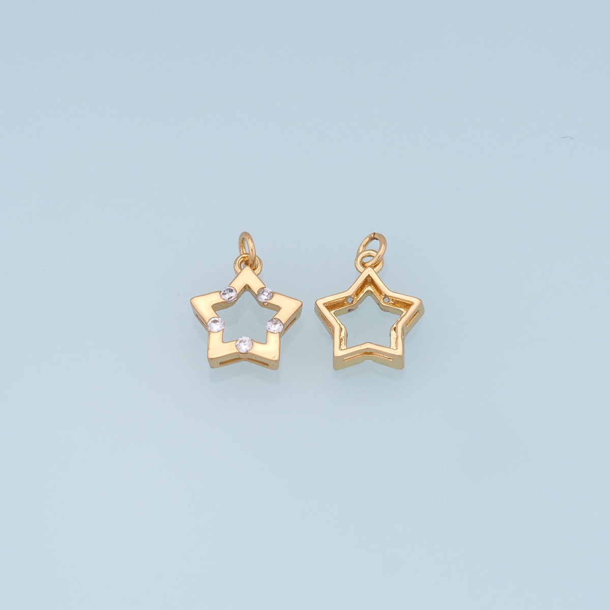 18K Gold Filled Star Pendant,CZ Micro Pave Star Charm Bracelet Necklace for DIY Jewelry Making Supply