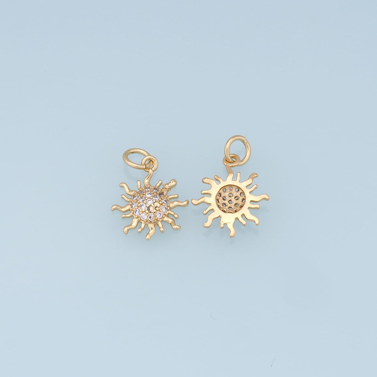 Gold CZ Sun Charms,18K Gold Filled Sun Pendant,celestial  Charm Bracelet Necklace for DIY Jewelry Making Supply
