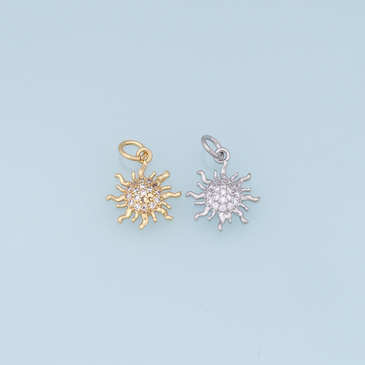 Gold CZ Sun Charms,18K Gold Filled Sun Pendant,celestial  Charm Bracelet Necklace for DIY Jewelry Making Supply