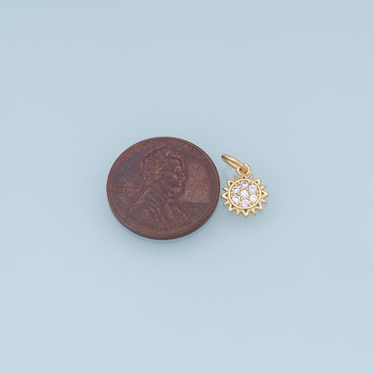 Gold CZ Sun Charms,18K Gold Filled Sun Pendant,celestial  Charm Bracelet Necklace for DIY Jewelry Making Supply