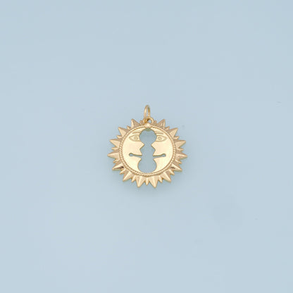 Gold Sun Charms,18K Gold Filled Sun Pendant,celestial  Charm Bracelet Necklace for DIY Jewelry Making Supply