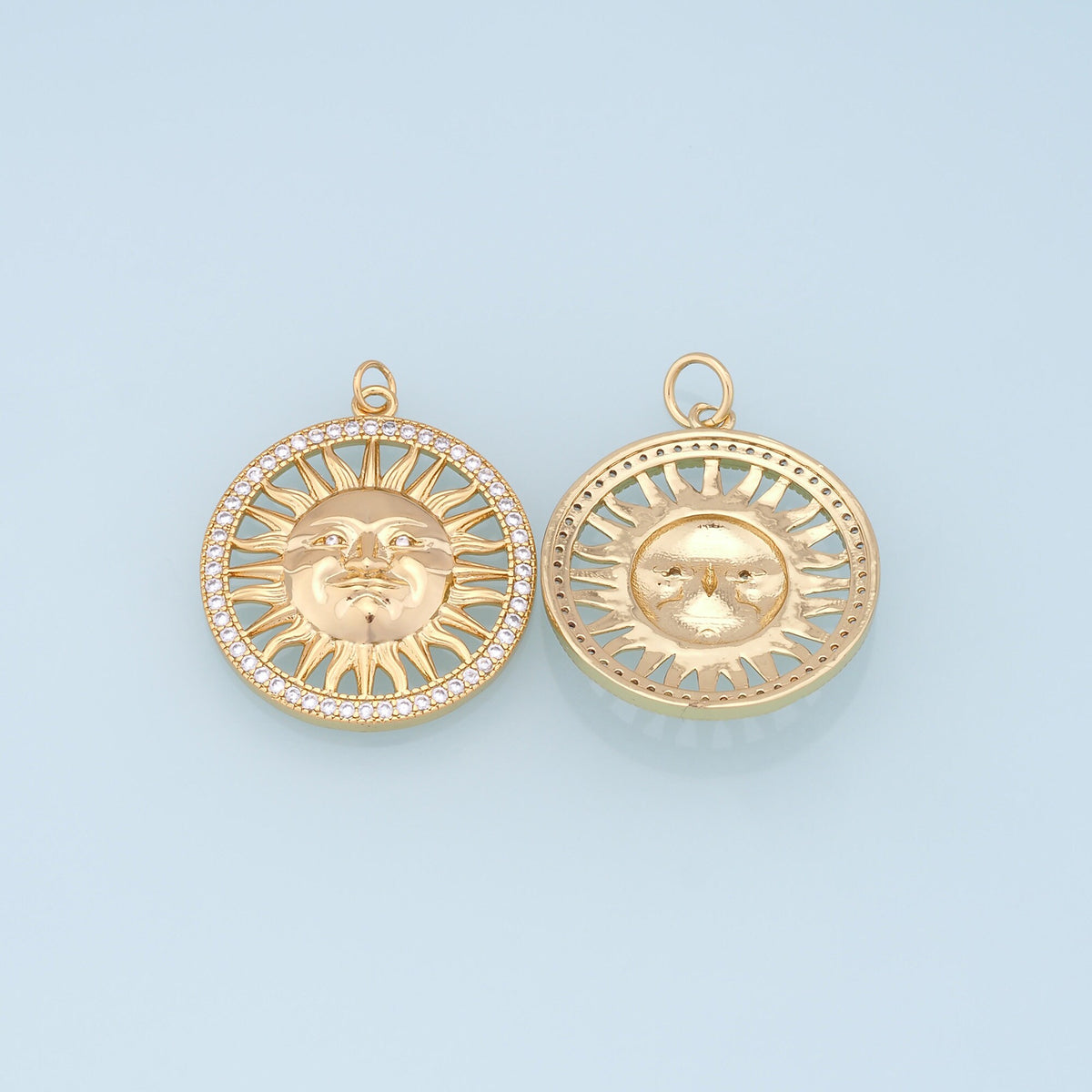 18K Gold Filled Sun CZ Charm Pendant for Jewelry Making