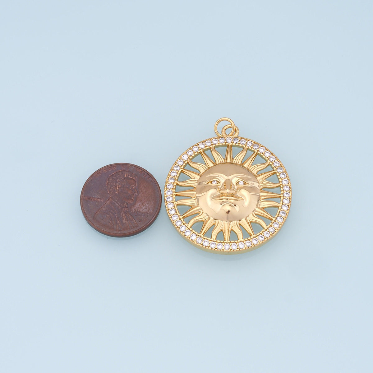 18K Gold Filled Sun CZ Charm Pendant for Jewelry Making