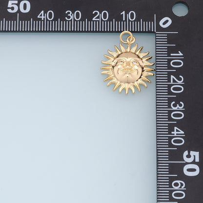 Gold Sun Charms,18K Gold Filled Sun Pendant,celestial  Charm Bracelet Necklace for DIY Jewelry Making Supply