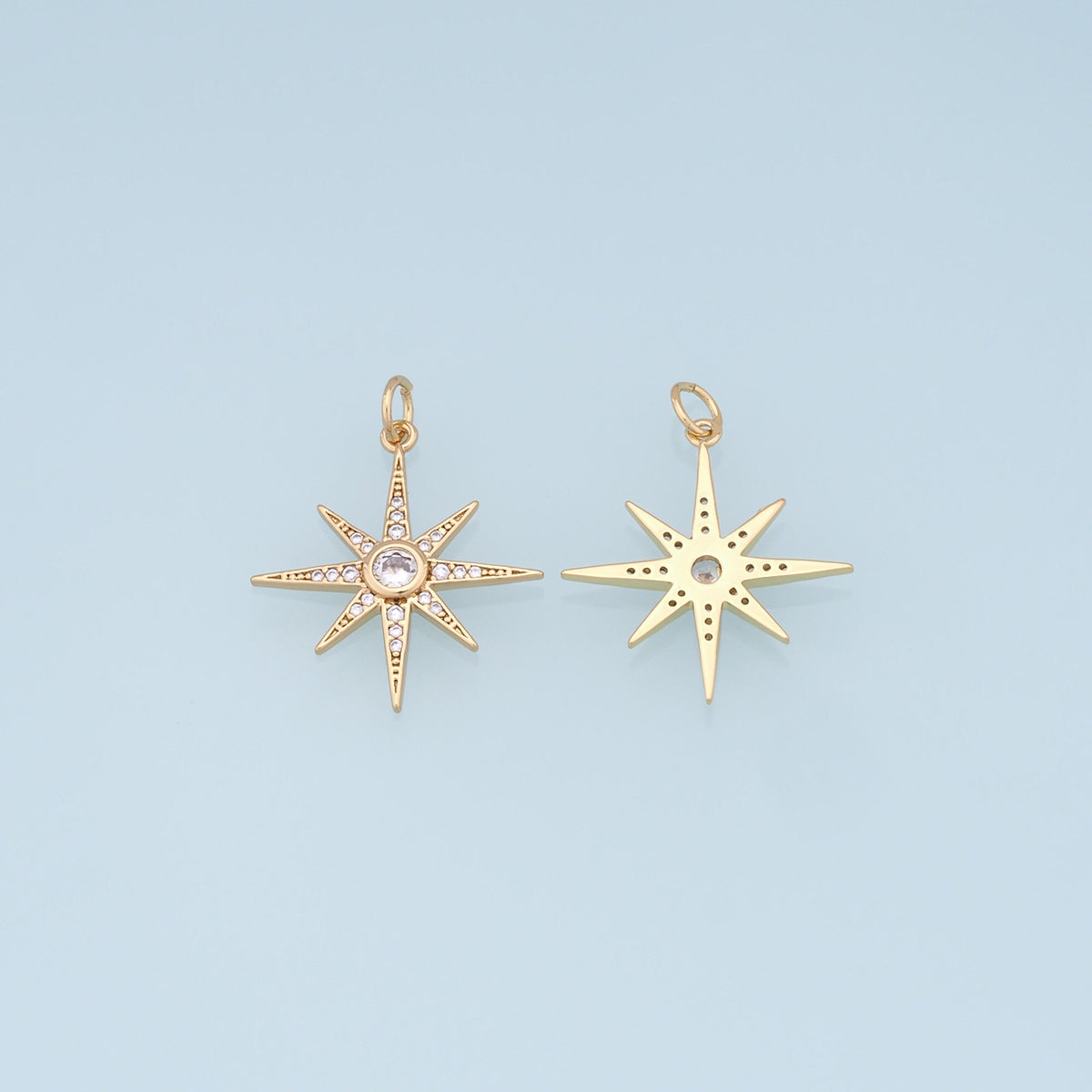 18K Gold Filled Star CZ Charm Pendant for Jewelry Making
