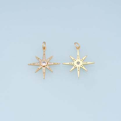 18K Gold Filled Star CZ Charm Pendant for Jewelry Making
