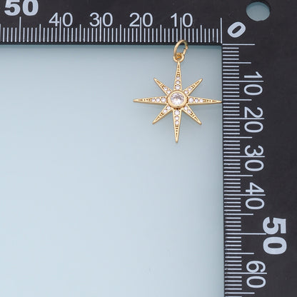 18K Gold Filled Star CZ Charm Pendant for Jewelry Making