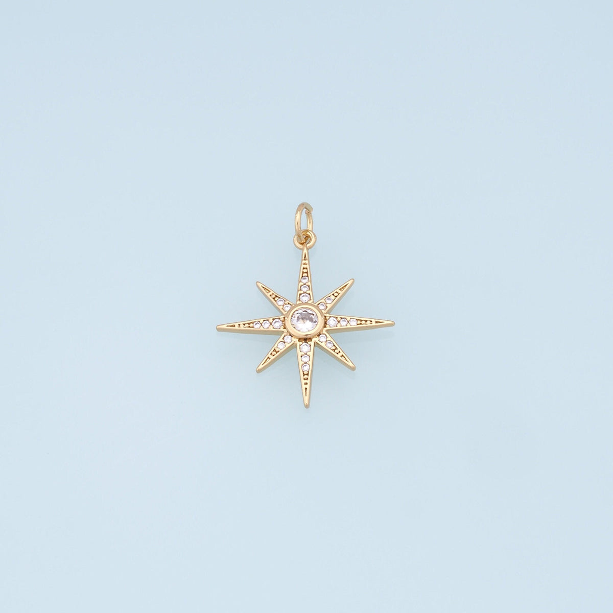 18K Gold Filled Star CZ Charm Pendant for Jewelry Making