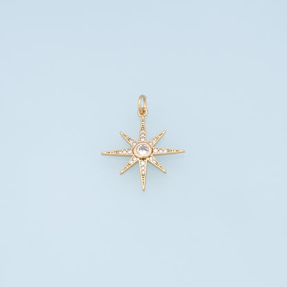 18K Gold Filled Star CZ Charm Pendant for Jewelry Making