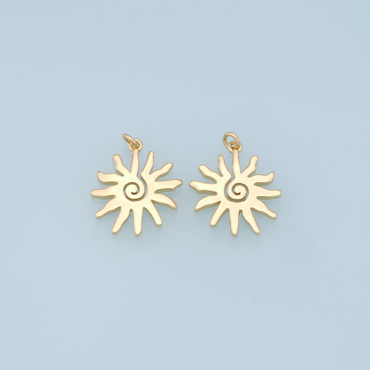 Gold Sun Charms,18K Gold Filled Sun Pendant,celestial  Charm Bracelet Necklace for DIY Jewelry Making Supply