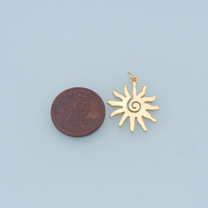 Gold Sun Charms,18K Gold Filled Sun Pendant,celestial  Charm Bracelet Necklace for DIY Jewelry Making Supply