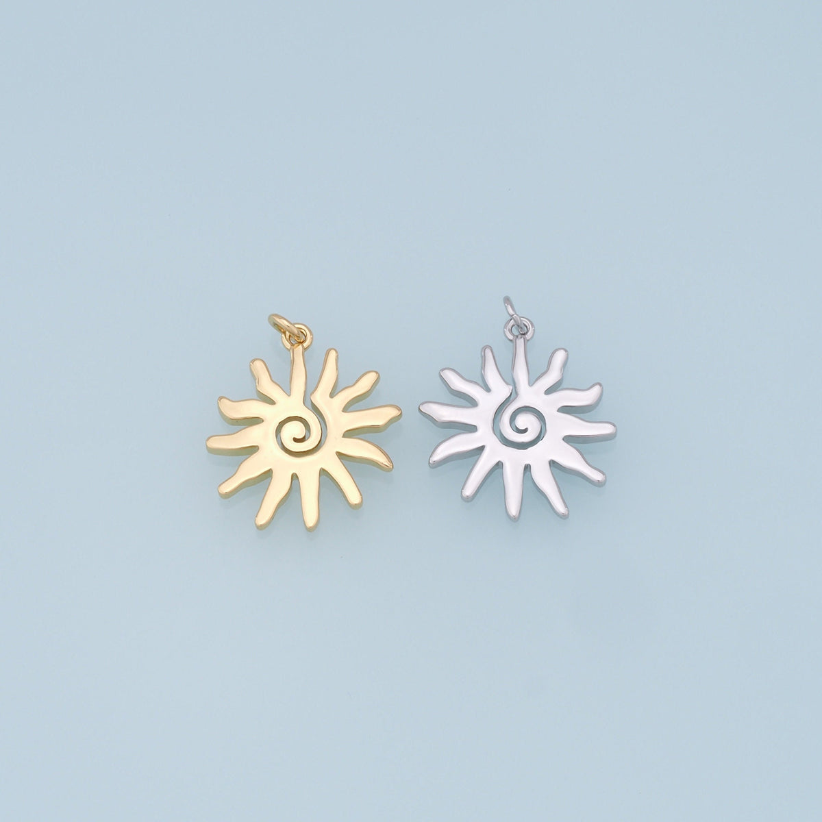 Gold Sun Charms,18K Gold Filled Sun Pendant,celestial  Charm Bracelet Necklace for DIY Jewelry Making Supply
