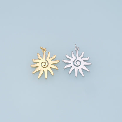 Gold Sun Charms,18K Gold Filled Sun Pendant,celestial  Charm Bracelet Necklace for DIY Jewelry Making Supply