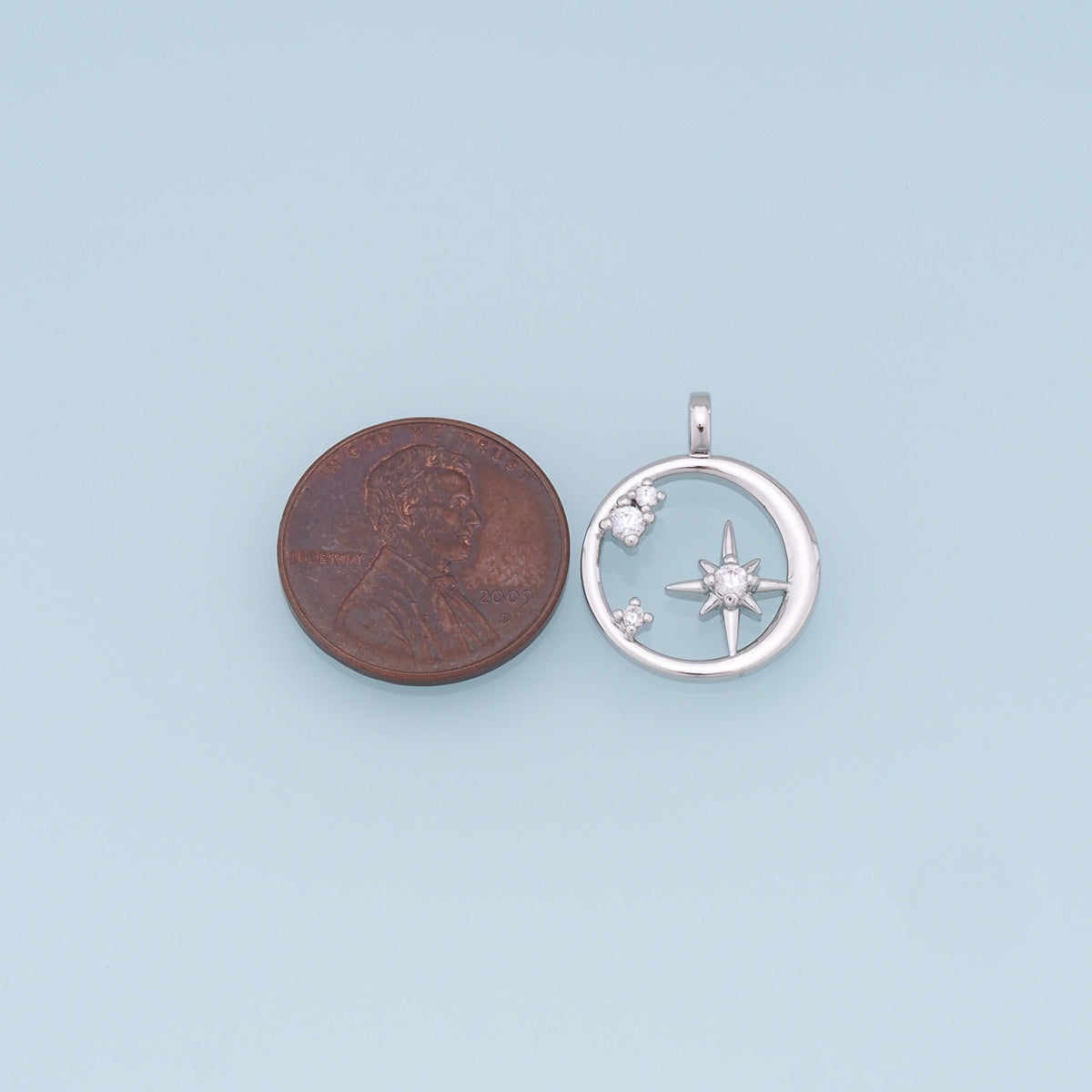 Gold Star Charms,18K Gold Filled Starburst Pendant,CZ North Star Charm Bracelet Necklace for DIY Jewelry Making Supply