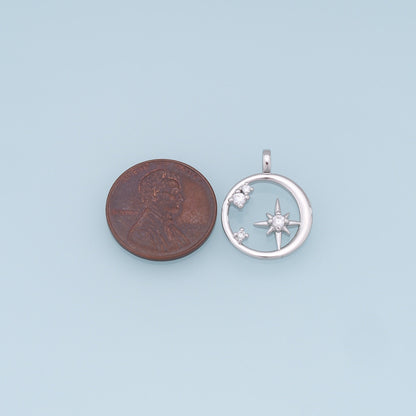 Gold Star Charms,18K Gold Filled Starburst Pendant,CZ North Star Charm Bracelet Necklace for DIY Jewelry Making Supply