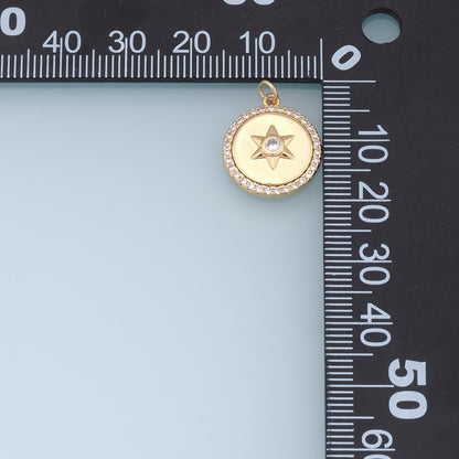 Gold Star Charms,18K Gold Filled Starburst Pendant,CZ North Star Charm Bracelet Necklace for DIY Jewelry Making Supply