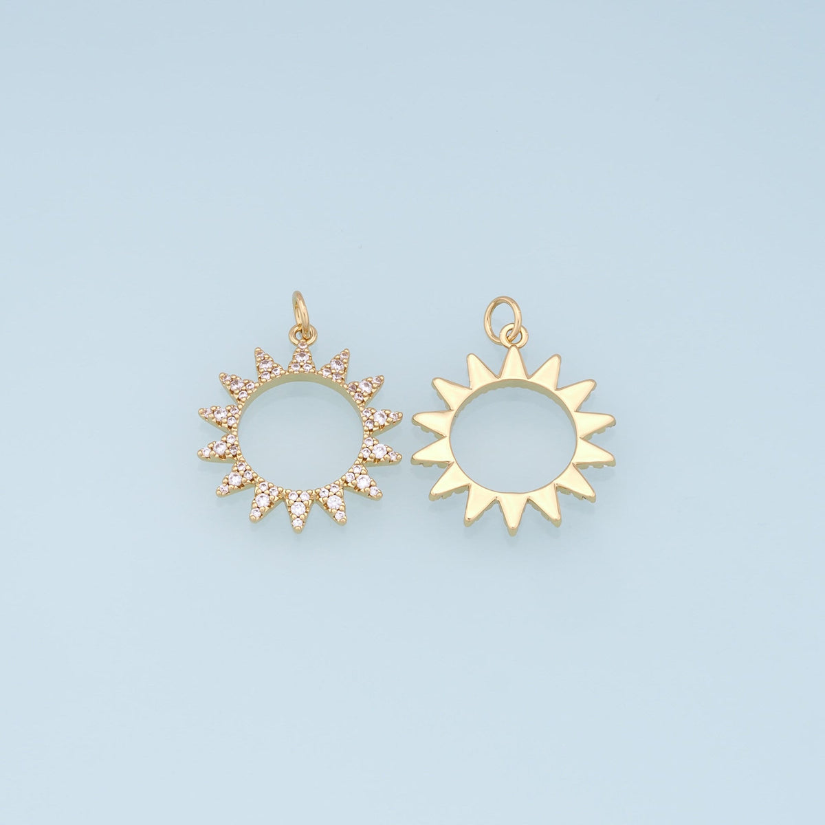 Gold CZ Sun Charms,18K Gold Filled Sun Pendant,celestial  Charm Bracelet Necklace for DIY Jewelry Making Supply