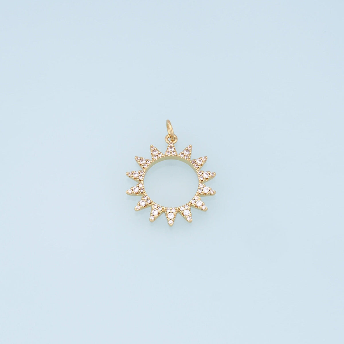 Gold CZ Sun Charms,18K Gold Filled Sun Pendant,celestial  Charm Bracelet Necklace for DIY Jewelry Making Supply