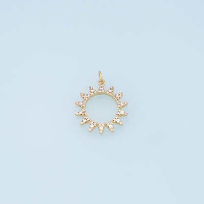Gold CZ Sun Charms,18K Gold Filled Sun Pendant,celestial  Charm Bracelet Necklace for DIY Jewelry Making Supply