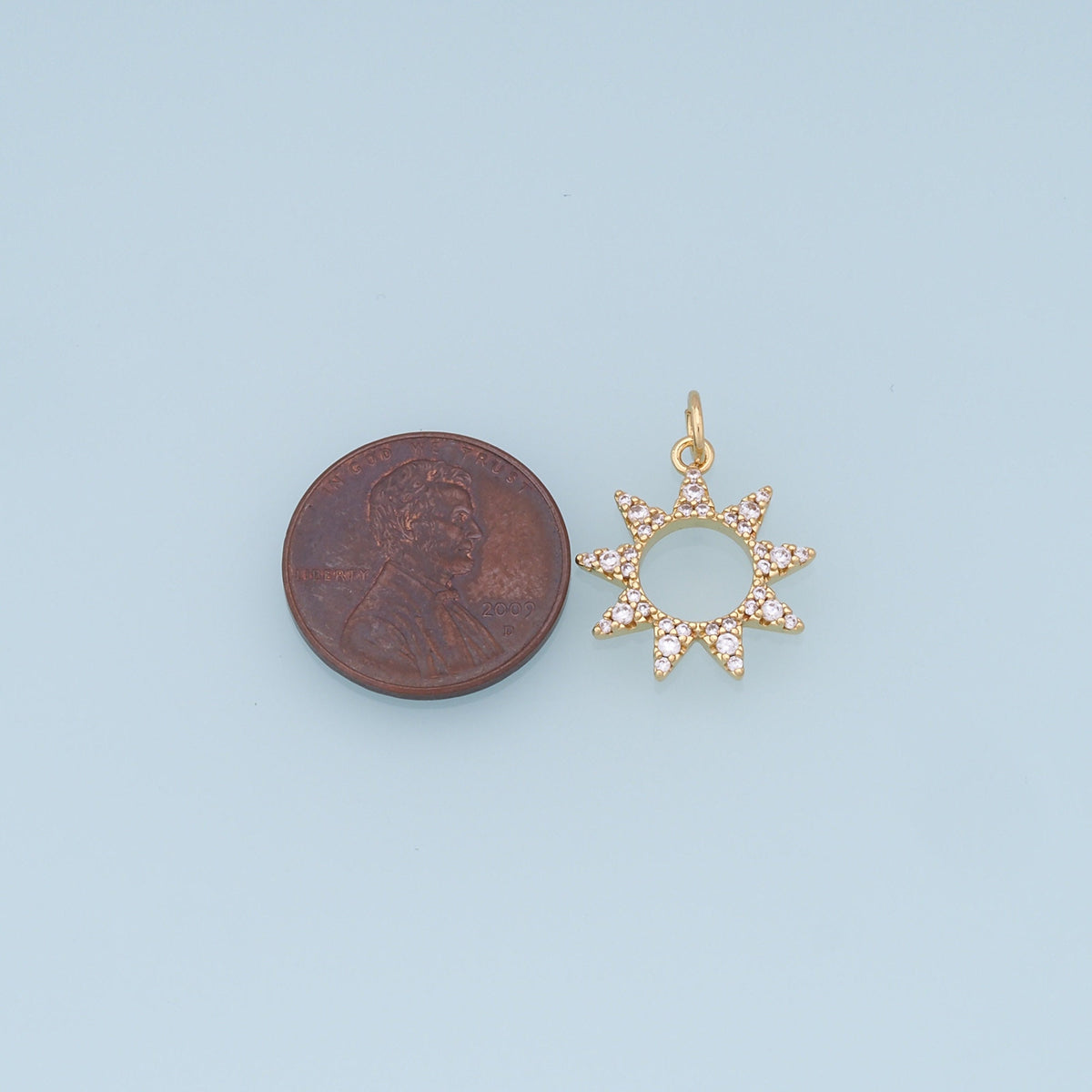 18K Gold Filled Sun CZ Charm Pendant for Jewelry Making