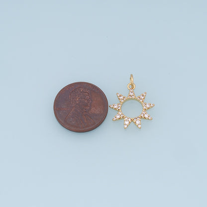 18K Gold Filled Sun CZ Charm Pendant for Jewelry Making