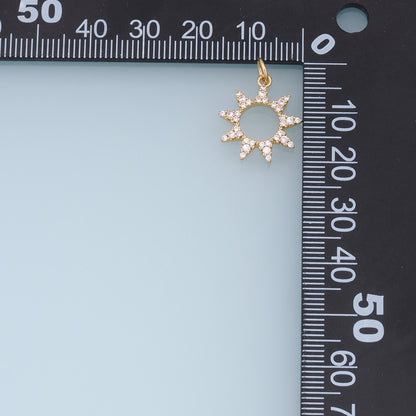 18K Gold Filled Sun CZ Charm Pendant for Jewelry Making