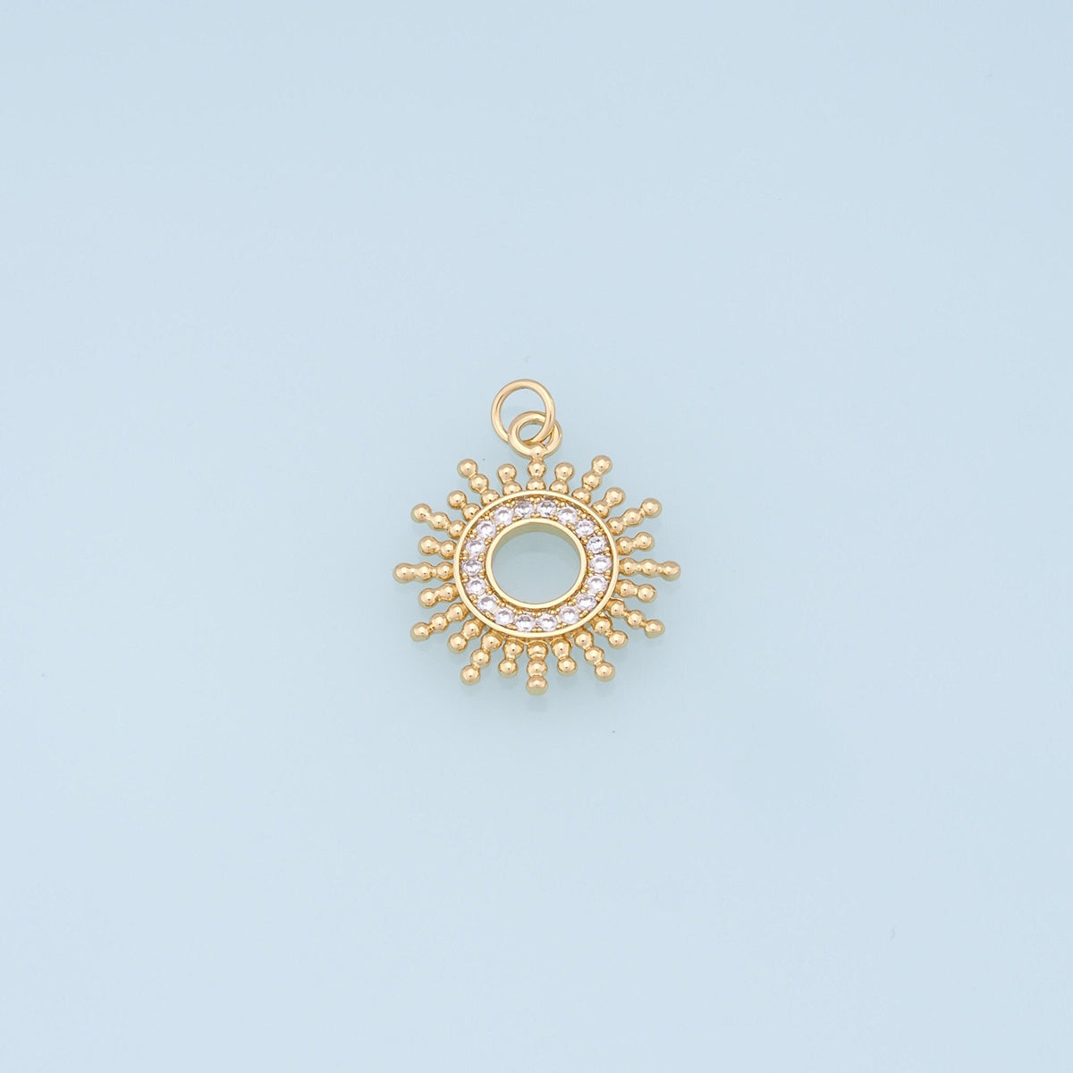 Gold CZ Sun Charms,18K Gold Filled Sun Pendant,celestial  Charm Bracelet Necklace for DIY Jewelry Making Supply
