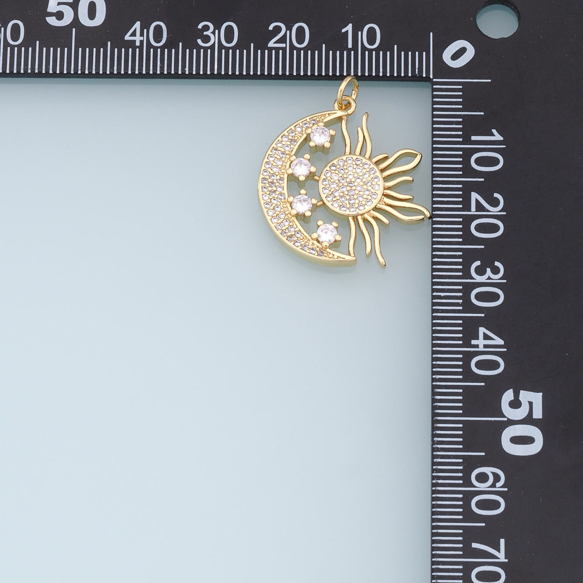 Gold Moon Star Charms,18K Gold Filled CZ Sun Pendant,Celestial Charm Bracelet Necklace for DIY Jewelry Making Supply