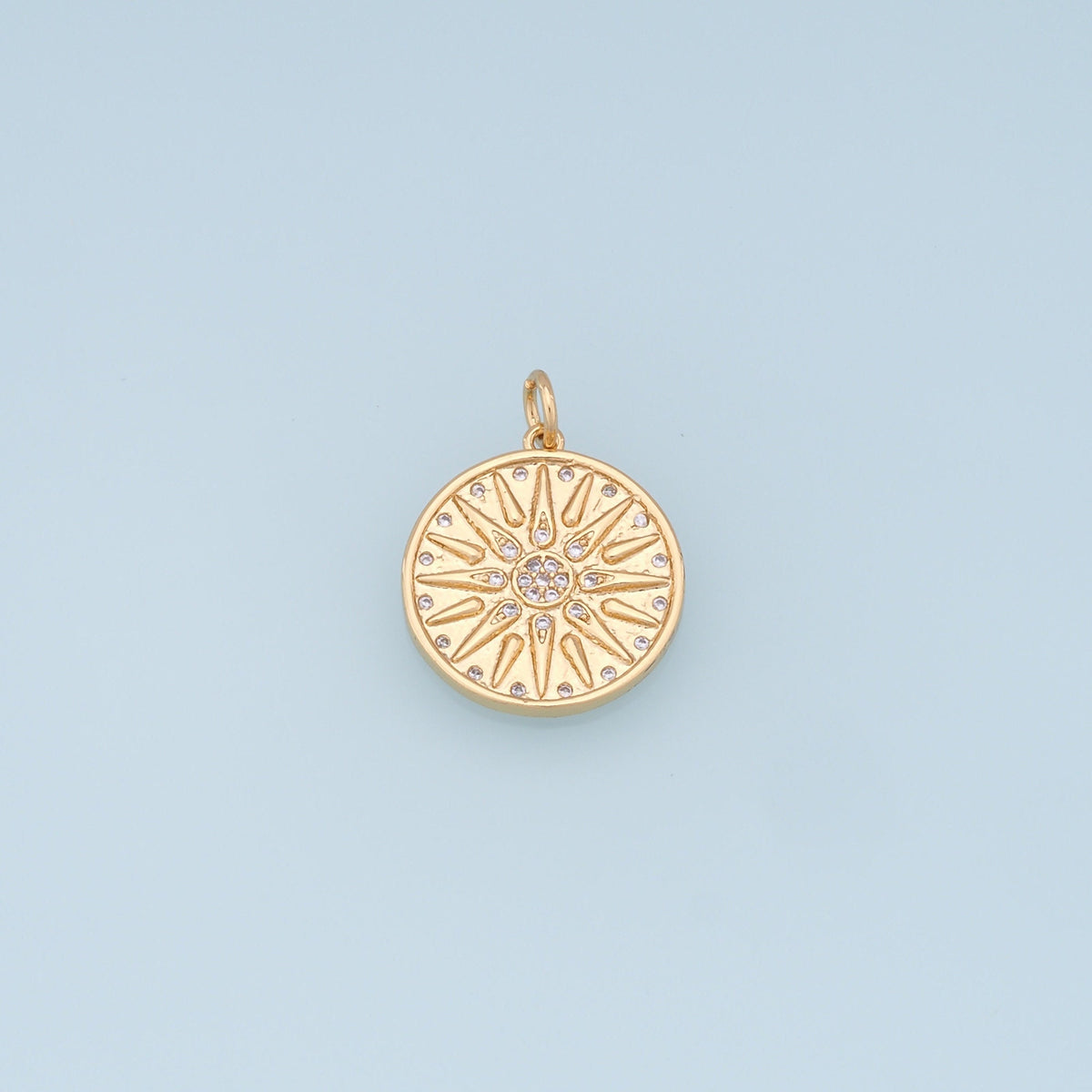 Gold CZ Sun Charms,18K Gold Filled Sun Pendant,celestial  Charm Bracelet Necklace for DIY Jewelry Making Supply