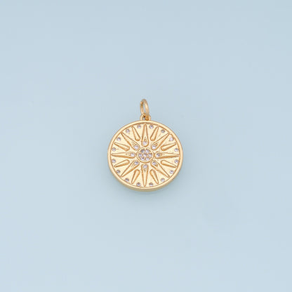 Gold CZ Sun Charms,18K Gold Filled Sun Pendant,celestial  Charm Bracelet Necklace for DIY Jewelry Making Supply
