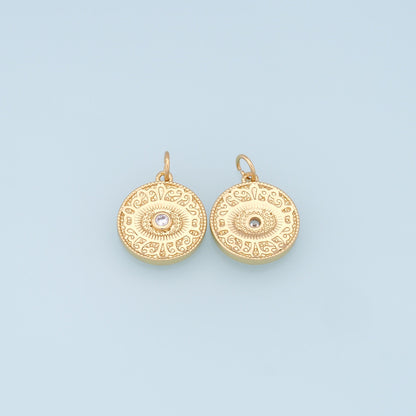 18K Gold Filled Evil Eye Charm Pendant for Jewelry Making