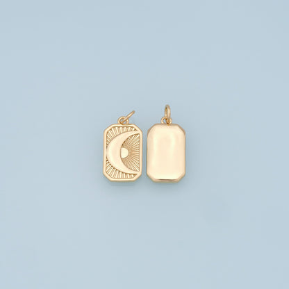 Gold Square Moon Charms,18K Gold Filled Moon Pendant,Celestial Charm Bracelet Necklace for DIY Jewelry Making Supply