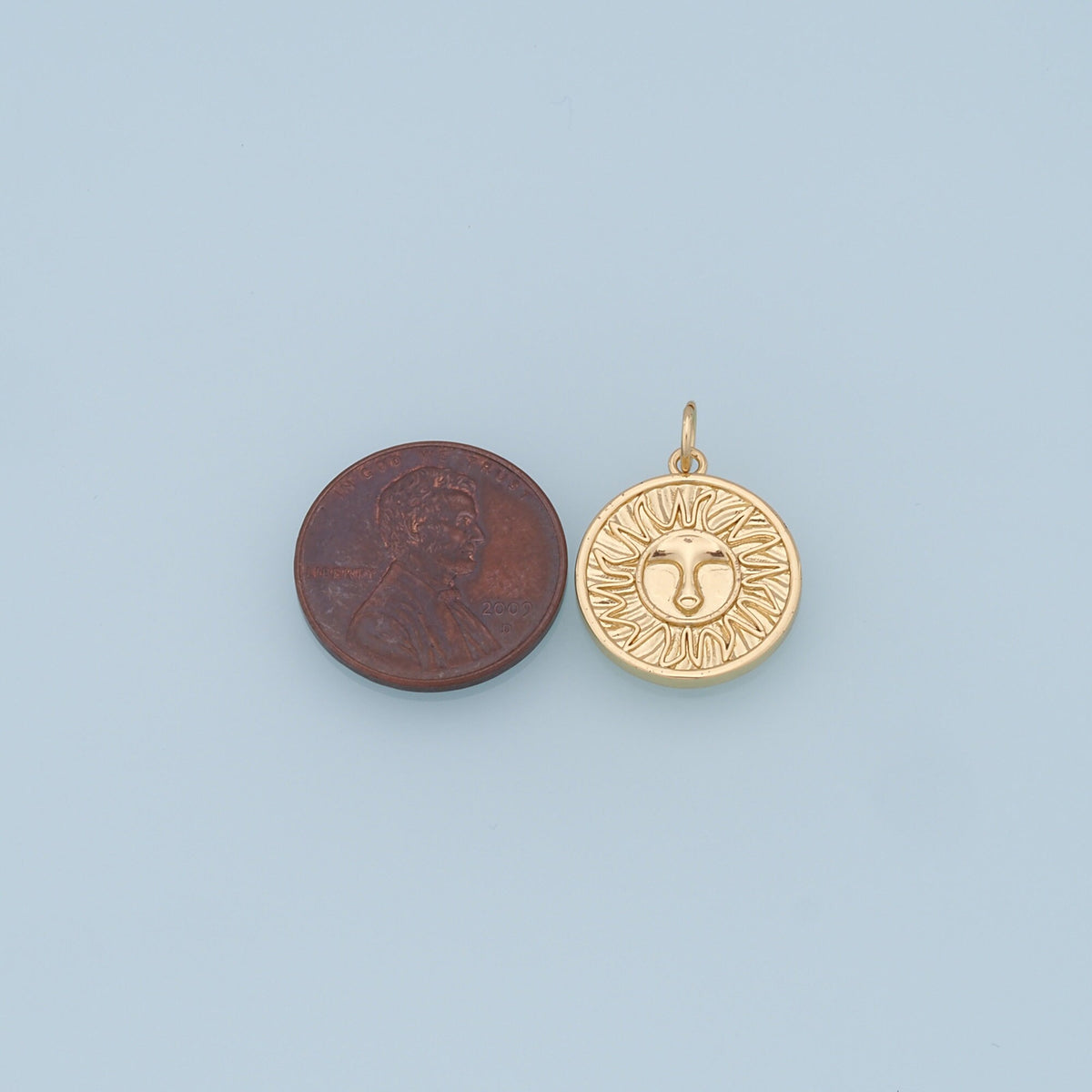 Gold Sun Charms,18K Gold Filled Round Pendant,Celestial Charm Bracelet Necklace for DIY Jewelry Making Supply